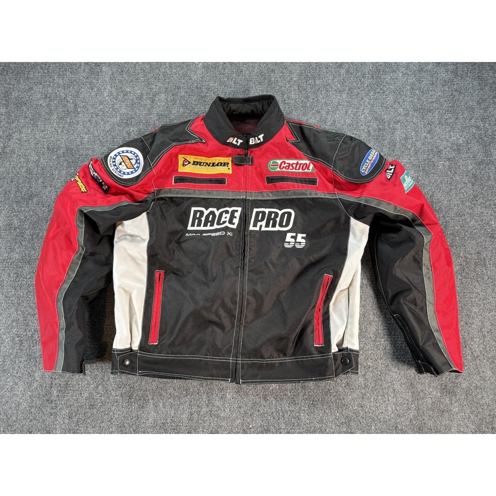 Bilt Jacket Mens 3XL Black Red Race Pro Max Motorcycle Racing‎ 55 Logos